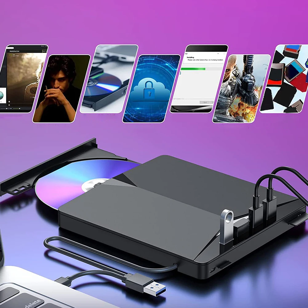 

7-in-1 USB 3.0 TypeC External Mobile Drive CD DVD Burner High-Speed Plug-and-Play for PC Laptop Notebook