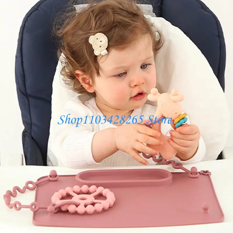 لوحة تغذية الطفل قابلة لإعادة الاستخدام للأطفال المفارش سيليكون الصف الغذاء مع حزام مفرش المائدة للأطفال الصغار حديثي الولادة #2