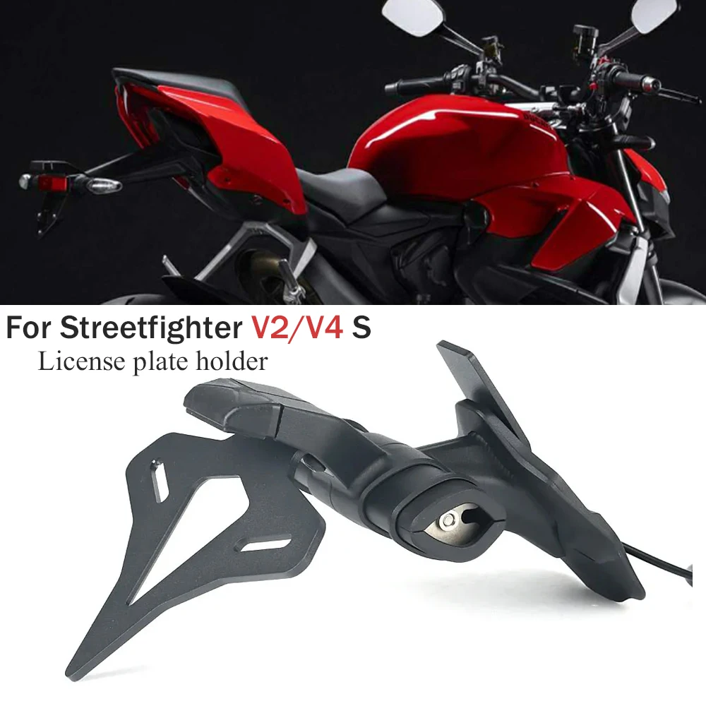 

For Ducati Streetfighter V2 2022- & V4 S V4S 2020-Motorcycle Rear Short Tail Stock License Plate Holder Tailstock Frame Bracket