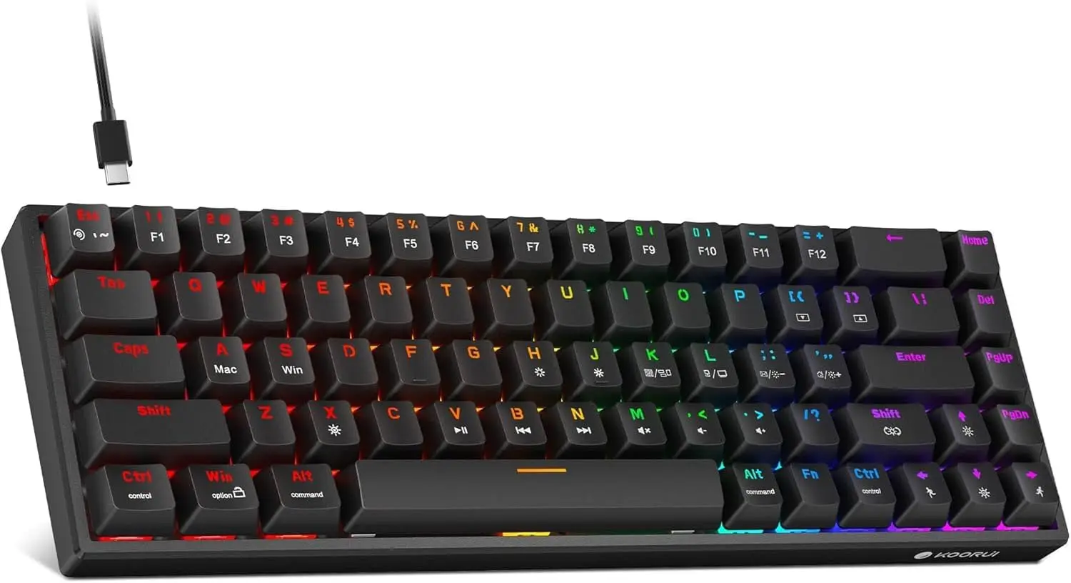 

60% Mechanical Gaming Keyboard, Blue Switch, LED Backlit, 68-Key Mini Wired Keyboard for Windows, Mac, Xbox