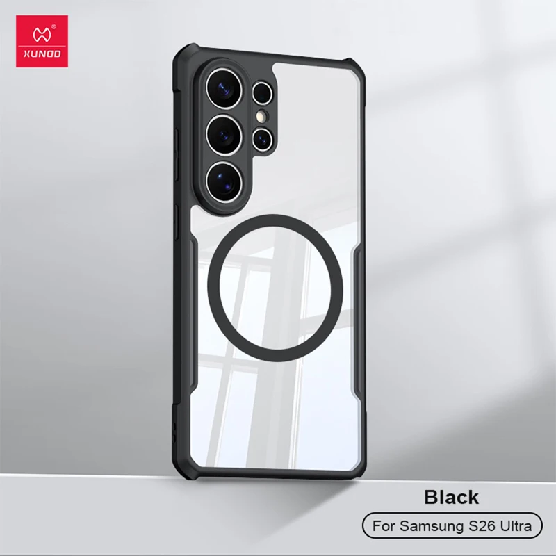 Xundd Hülle für Samsung Galaxy S26 Ultra, magnetische Airbags, stoßfest, Hart-PC + weiches TPU, transparent, Anti-Sturz-Schutz, Handyhülle