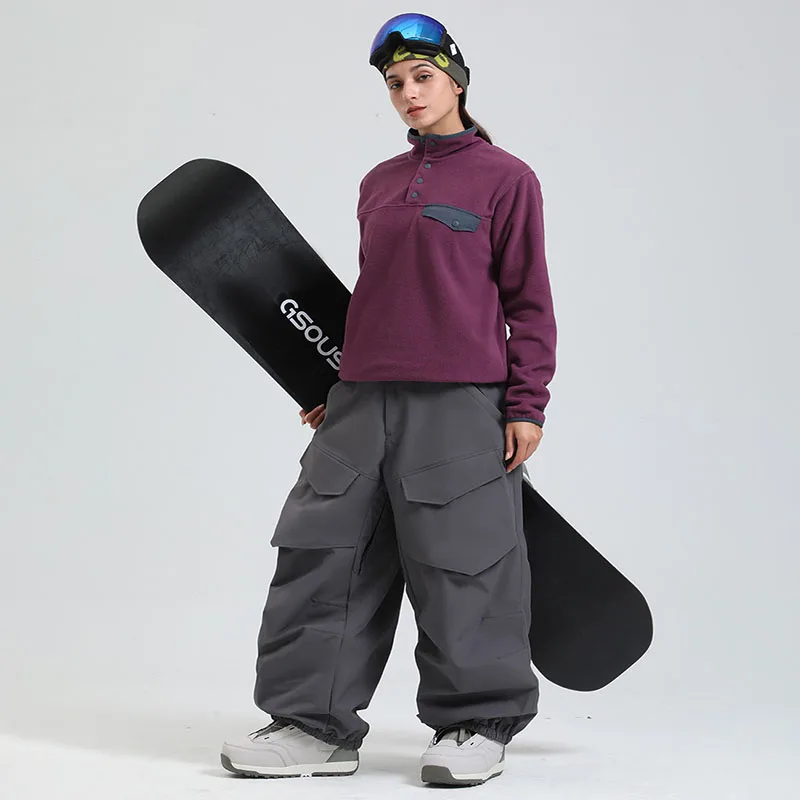 

2025 Winter New Ski Pants Women's Single Board Wide Leg Pants Work Clothes Windproof Waterproof Sports Outdoor Ski Pants Men