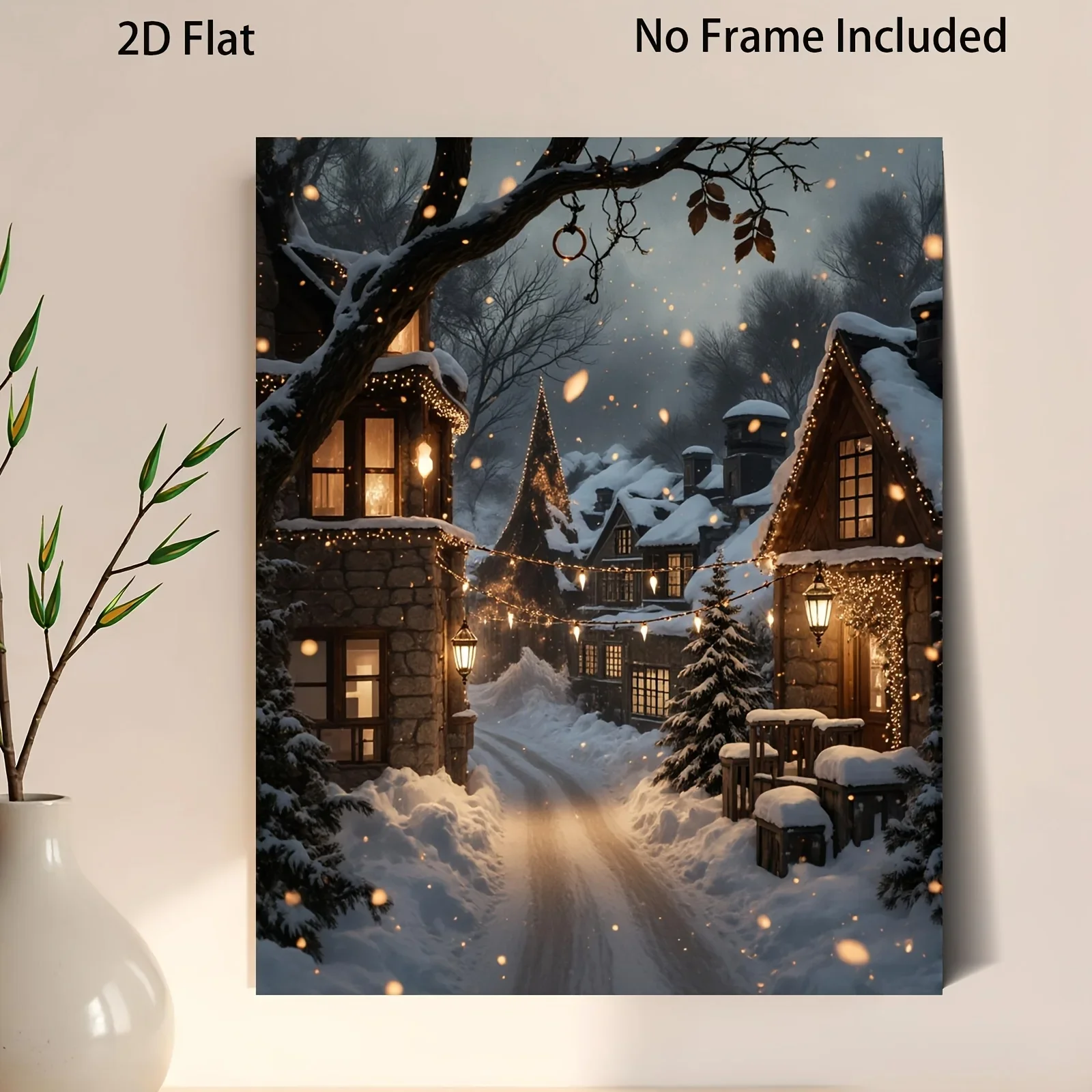 Professional Art Use A Complete Digital Oil Painting Set Designed for Adults, Featuring a Charming Village Illuminated by Twinkl