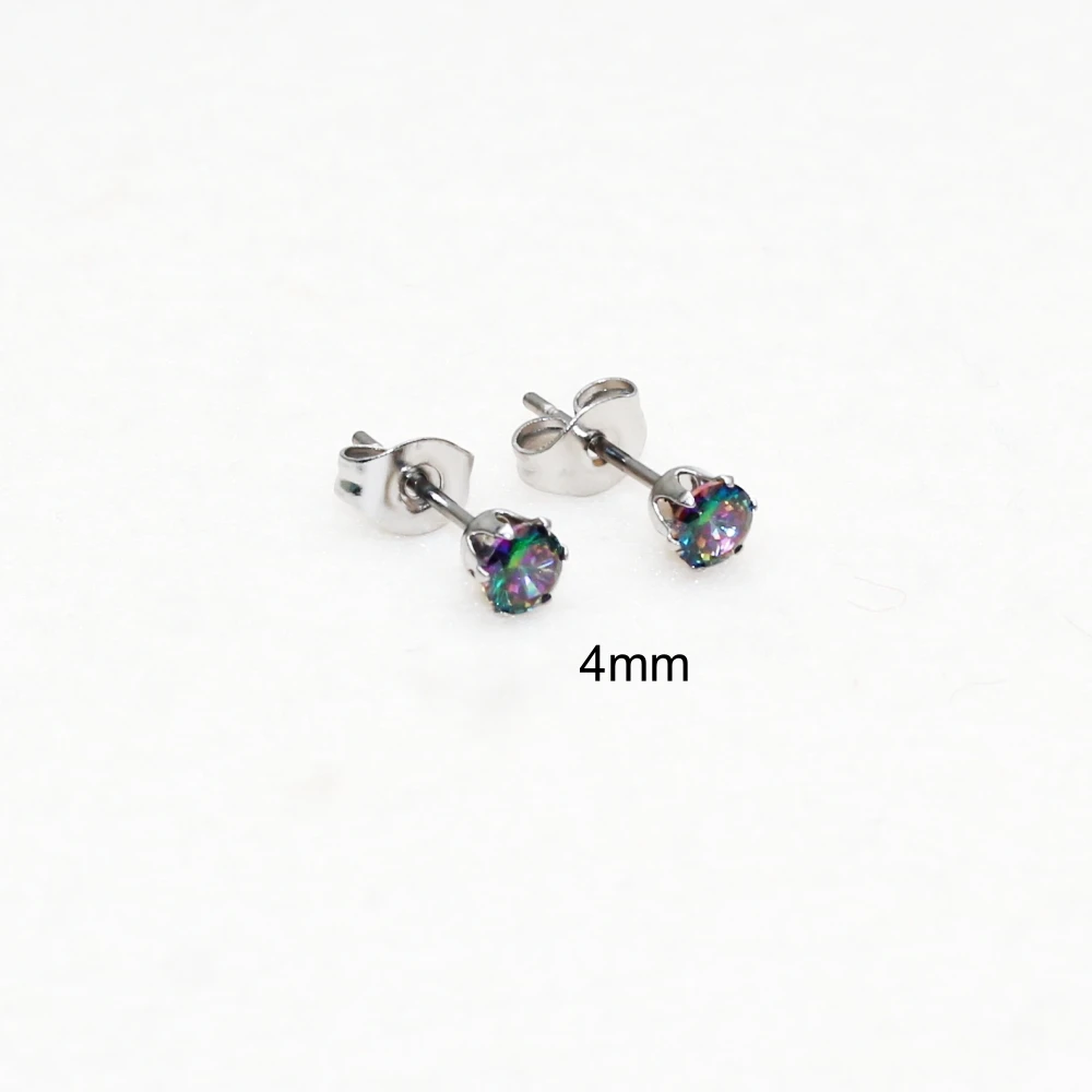 Klassische AAA bunte plattierte Zirkon-Ohrstecker, erhältlich in 3MM/4MM/5MM, für Damen und Herren – Detail 4