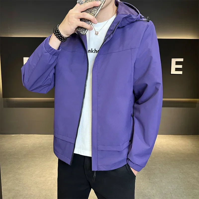 

Осень-зима ветрозащитная спортивная повседневная походная куртка с капюшоном однослойная кожаная одежда мужская одежда уличная одежда