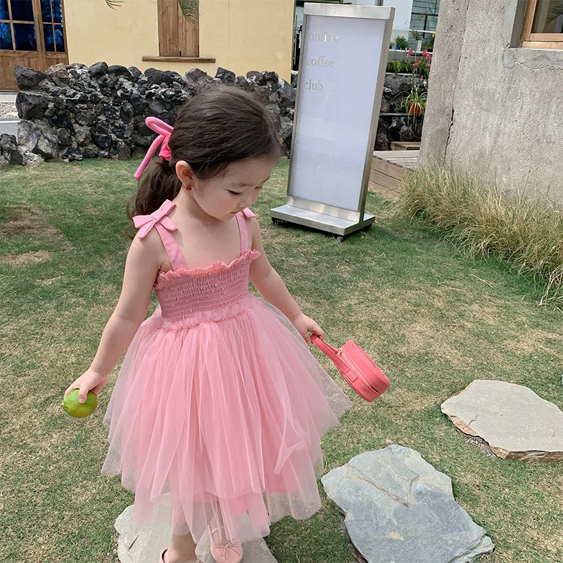 Children's Sleeveless Mesh Dress Summer 2025 New Girls' Princess Dress Summer Children's Dress Suspender Baby