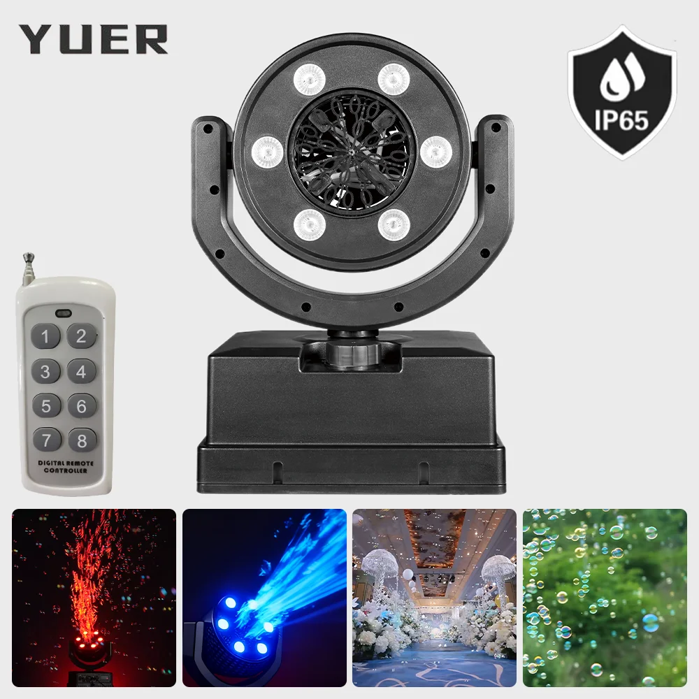 

NEW Waterproof LED RGBY Moving head Bubble Machine with battery DMX512 Remote Control For DJ Disco bar club Party Wedding
