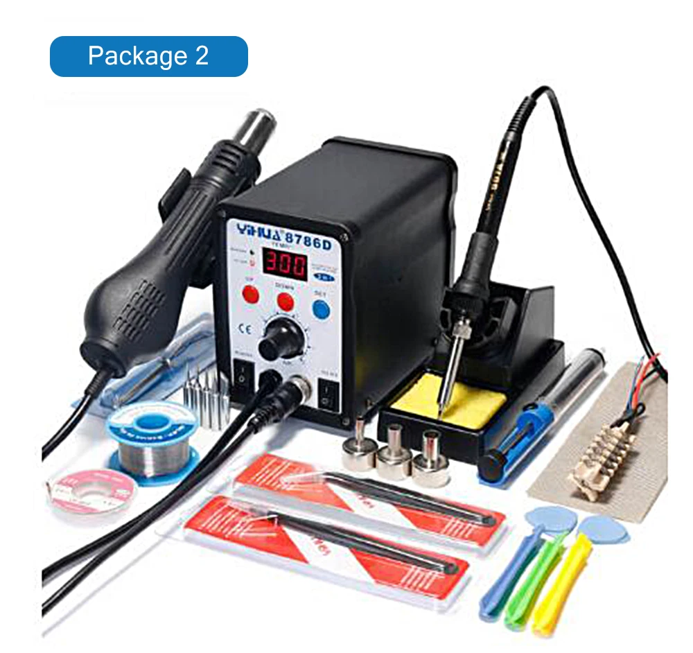 LED Rework Station Hot-air Desoldering Station 2-in-1 Digital Display YIHUA 8786D Soldering Station Blower Heat Gun 700W