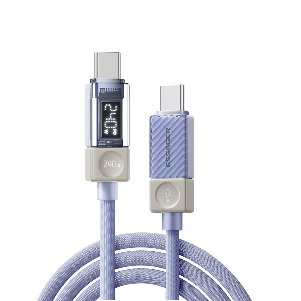 Kabel USB Typ C Essager 240W 100W PD 3.1 Szybkie Ładowanie z Wyświetlaczem LED do MacBooka iPhone Samsung Xiaomi iPad Laptopa — zdjęcie produktu 7