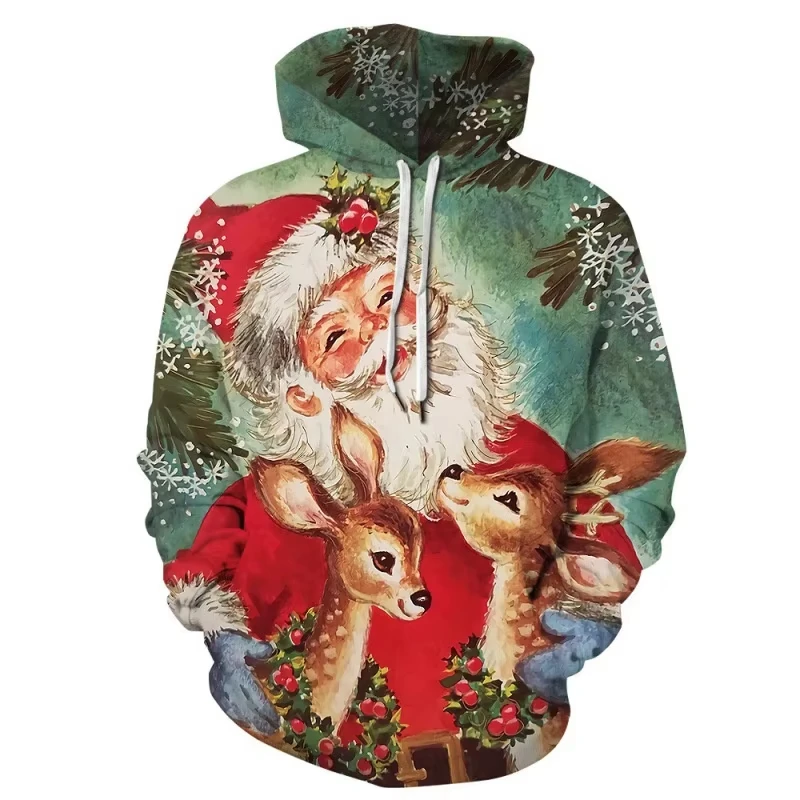 

Amazing Santa Claus Graphic Hoodies For Men Clothes Fashion Christmas Gifts Tracksuit Snowman 3D Printed Pullovers Hoody