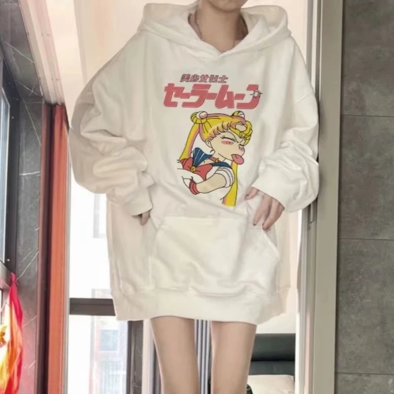

Sailor Moon 2025 Hot Long-sleeved Hooded Sweatshirt Women's Loose Cartoon Top Coat Men's and Women's Hooded Loose Sweatshirt