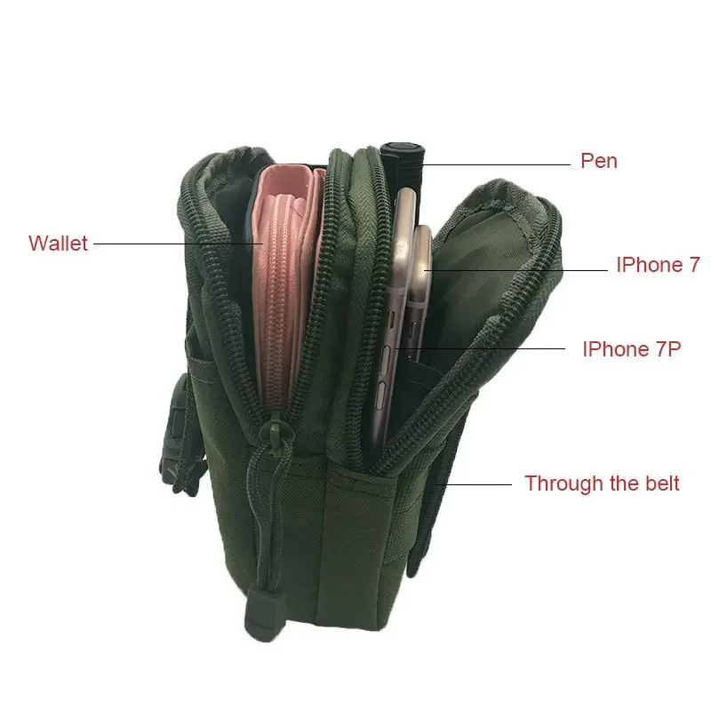 Sac banane en nylon imperméable pour hommes, sacs pour téléphone portable, ceinture de sport stratégique, sacs à outils de voyage, extérieur