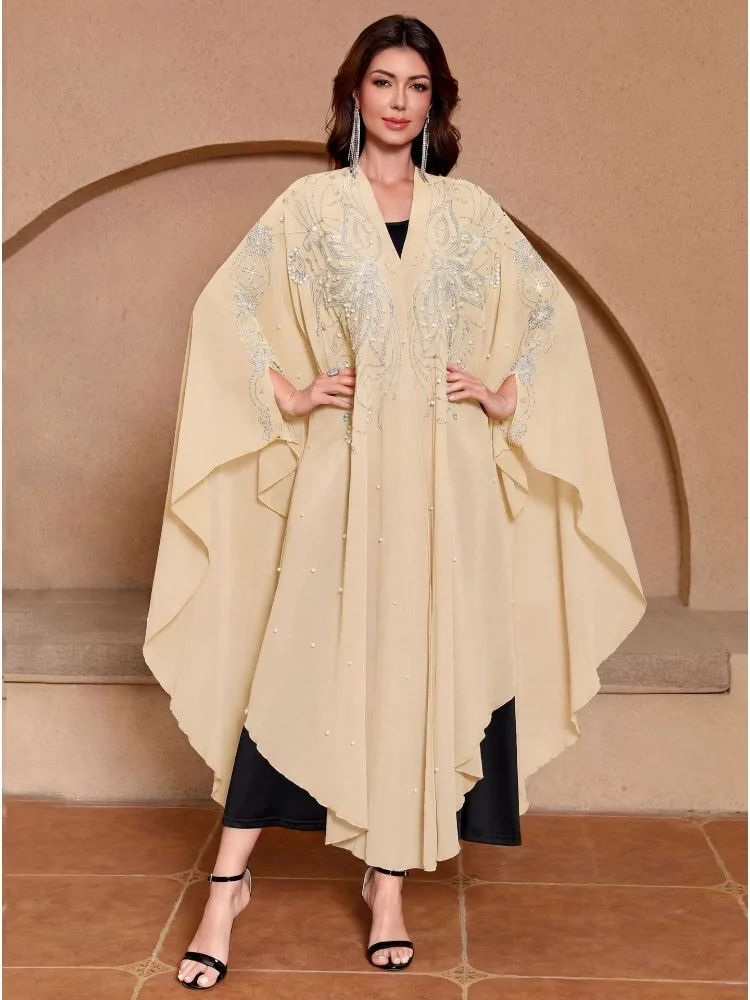 2026 Ramadan Abaya Dubai Kaftan Muslim Hijab Dress African Evening Dresses for Women Kimono Robe Maxi Dress Gowns with Inner