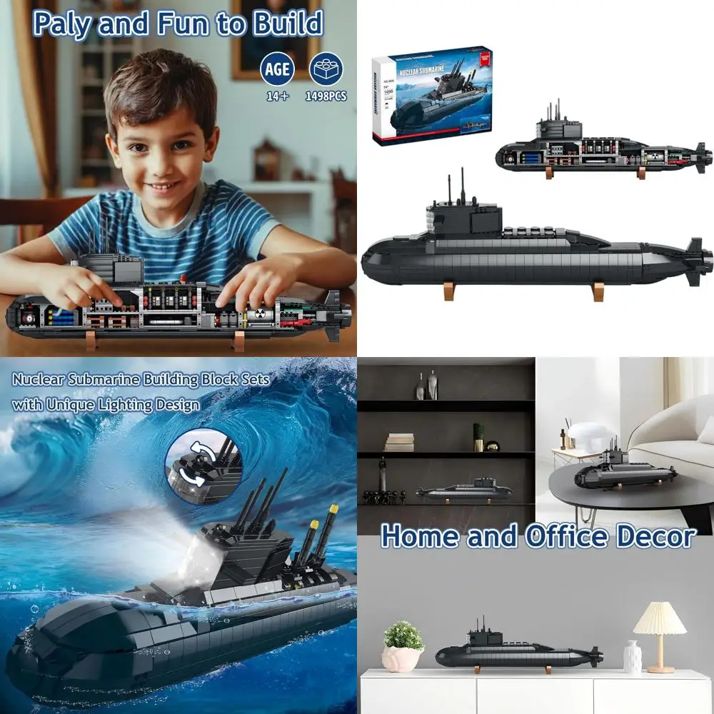 Juego de construcción de submarino nuclear de la era de la Segunda Guerra Mundial con luces, 1498 piezas, perfecto para niños, adolescentes y adultos, ideal para el hogar o la oficina