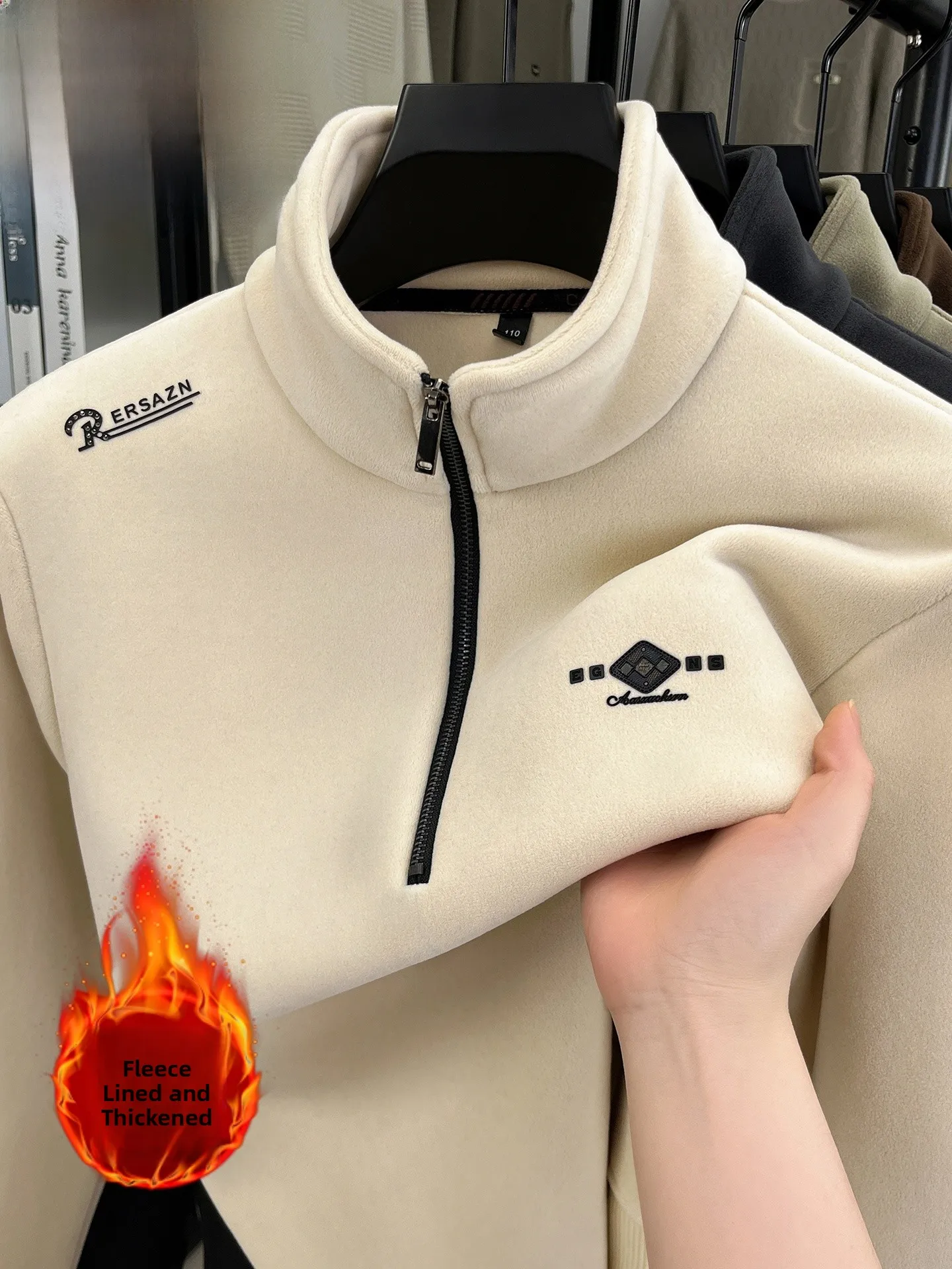 

Мужская толстовка Pierre Cardin на флисовой подкладке из орлона с молнией и воротником-стойкой, теплая повседневная базовая модель для осени и зимы