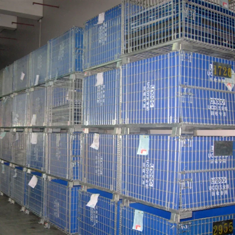 Heavy Weight King Foldable galvanized Collapsible Wire Mesh Container rolling metal storage cage 1000 * 800 *mm with 400Kg Load