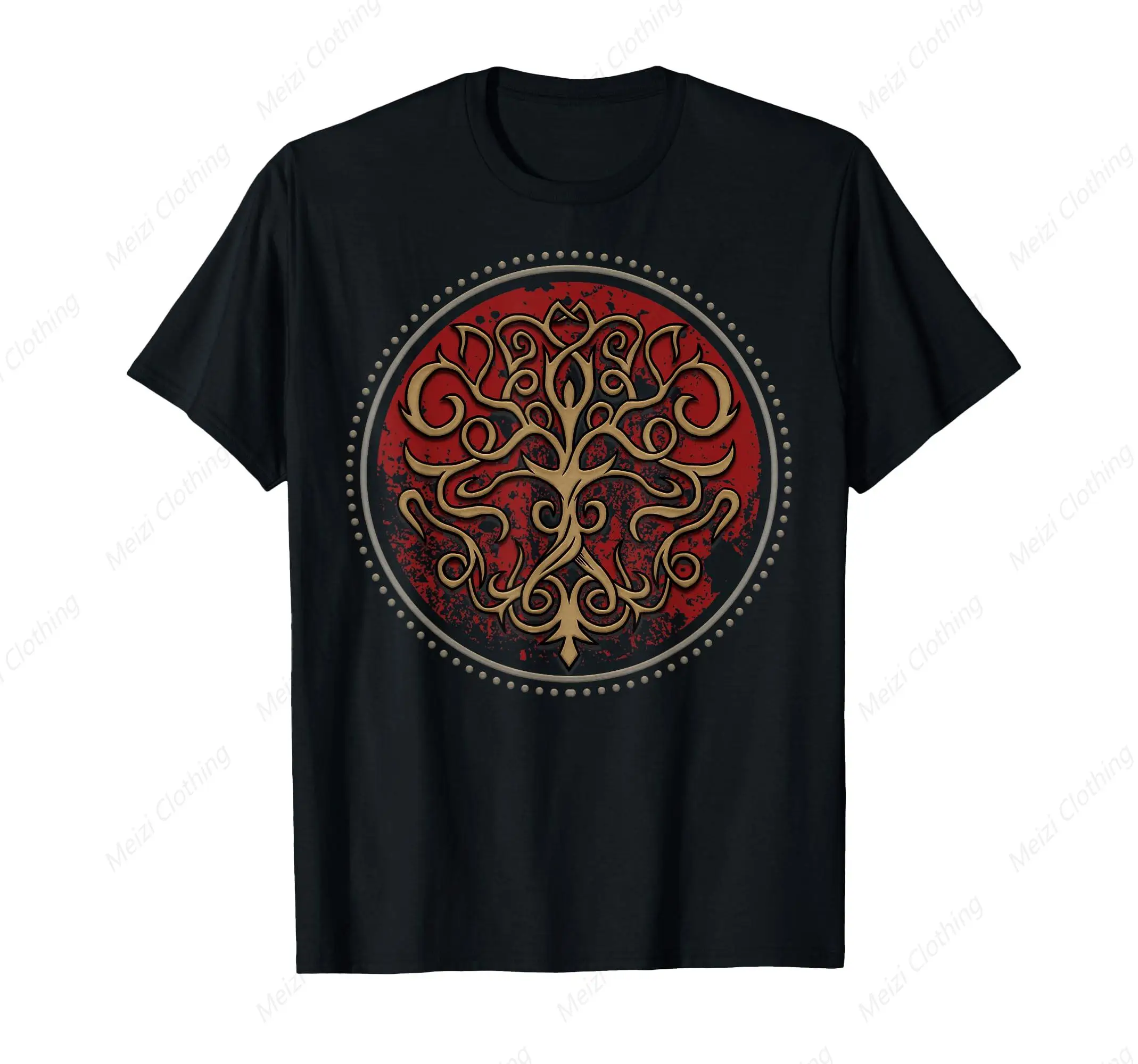 

Yggdrasil Tree of Life Mandala Printed T-shirt Cool Fashion Men's Shirt Pure Cotton Round Neck Daily Short Sleeve
