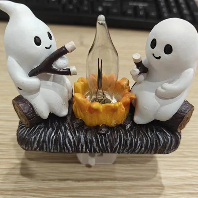 Halloween Night Light Ghost Bonfire Sparkling 3D Electric Energy Saving Night Light Props Party Room Decoration LED Light