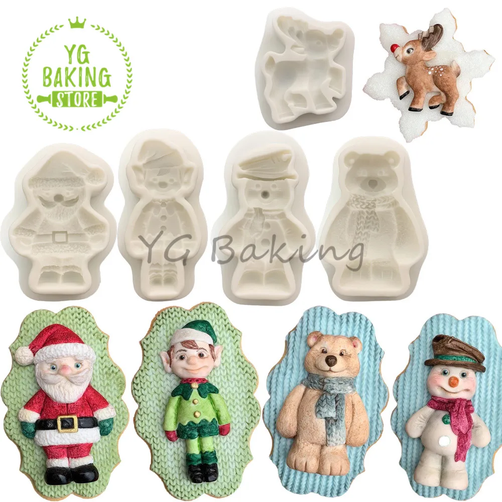 Dorica 3D Christmas Santa Claus/Deer/Snowman Silicone Mold Fondant Chocolate Mould DIY Clay Model Cake Decorating Tools Bakeware