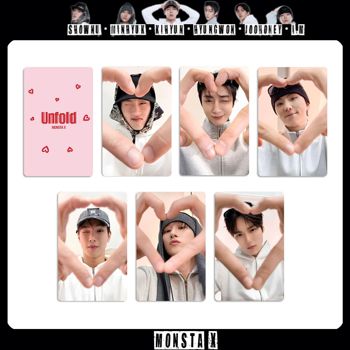New 6PCS popular men's group MONSTA X peripheral small card UNFOLD