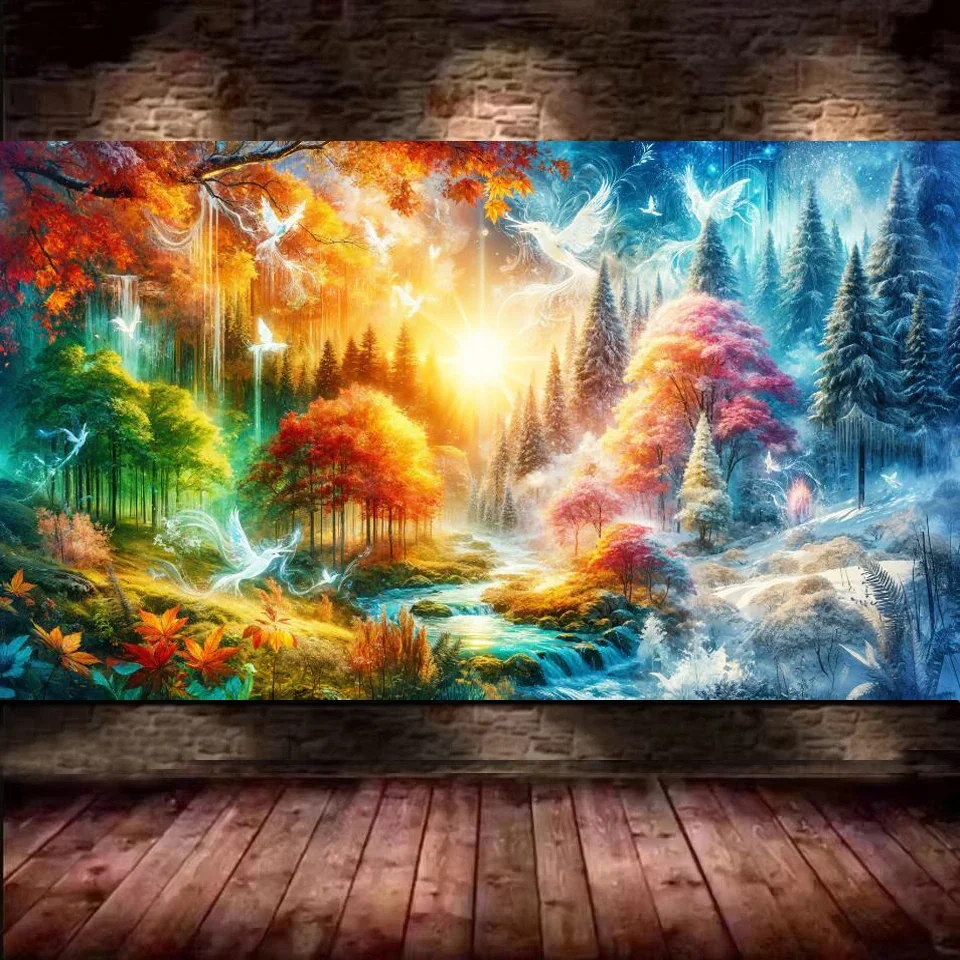 Changing Seasons, Autumn Meets Winter, Stunning Forest,DIY Diamond Painting New 2026 Diamond Mosaic Embroidery Cross Stitch Ki