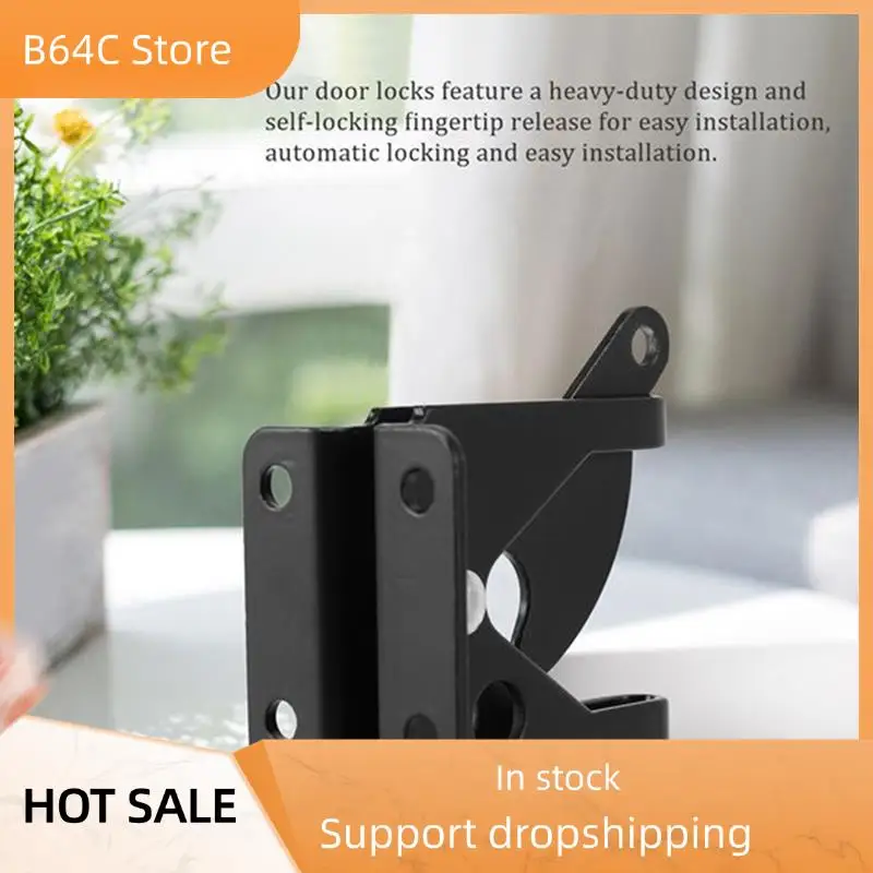 

B64C 3PCS Auto-Locking Gate Latch, Heavy Force Lever, For Wooden Fence Gate Doors, Black