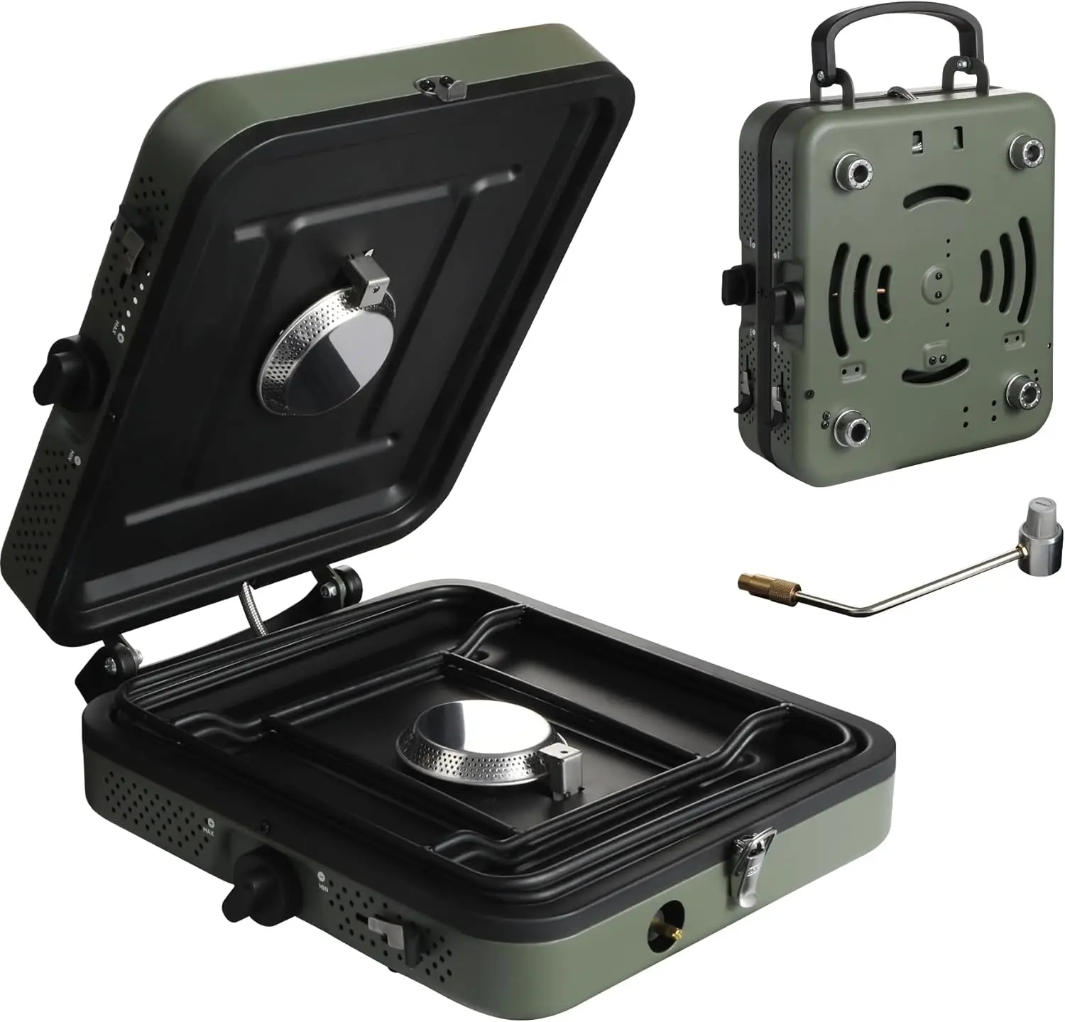 2 Burner Propane Camping Stove,Portable Folding Gas Stove for Camping with 17200 BTU,Two Adjustable Burners