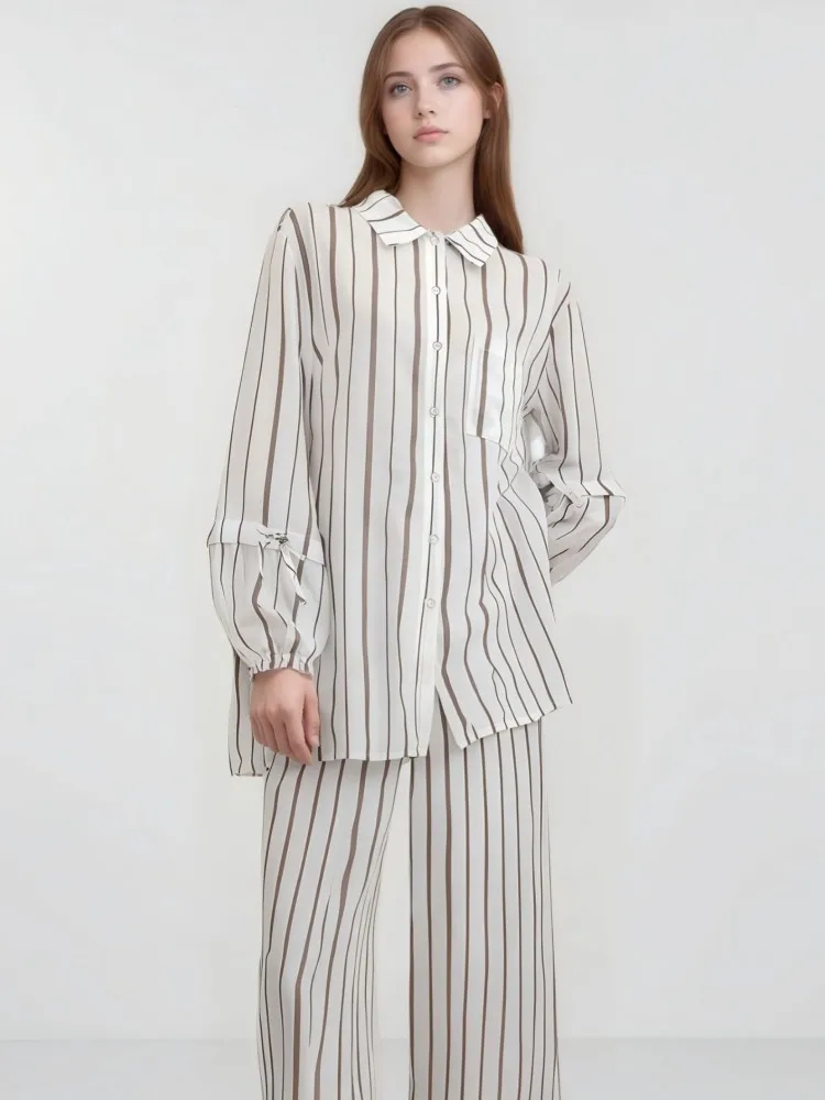 

Женский комплект из 2 предметов, лето-осень, рубашка с длинным рукавом, блузка, топ и брюки, костюмы, модные офисные женские одинаковые комплекты, наряд