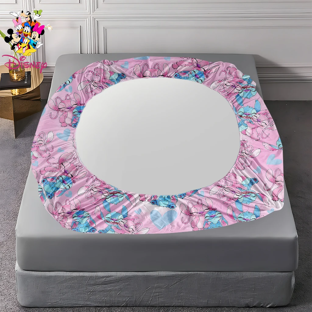 طقم ملاءات ديزني ستيتش آند أنجل مكون من 2/3 قطعة، طباعة رقمية ناعمة ومريحة لديكور المنزل لغرف النوم/غرف الضيوف، طوال العام