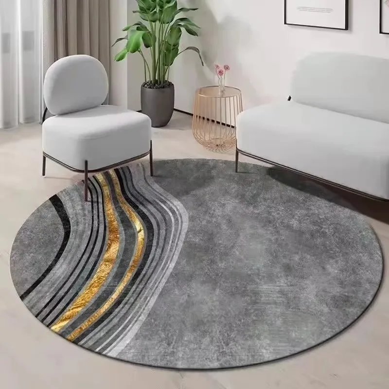 VIKAMA Round Artistic Fluid-Pattern Rug—Bedside, Bedroom, Study—Stain-Resistant and Machine-Washable Home Accessories