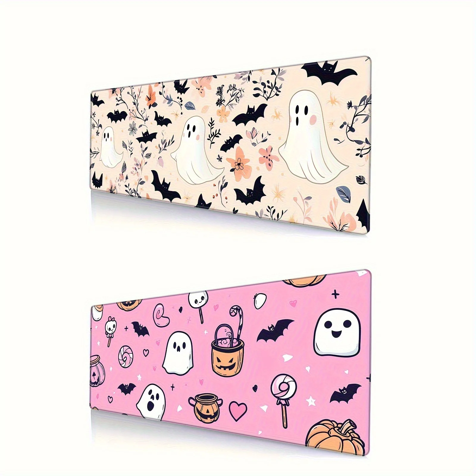 Cute Ghost and Pumpkin Halloween Mouse Pad Non-Slip Rubber Gaming Desk Mat for Office Keyboard Protector