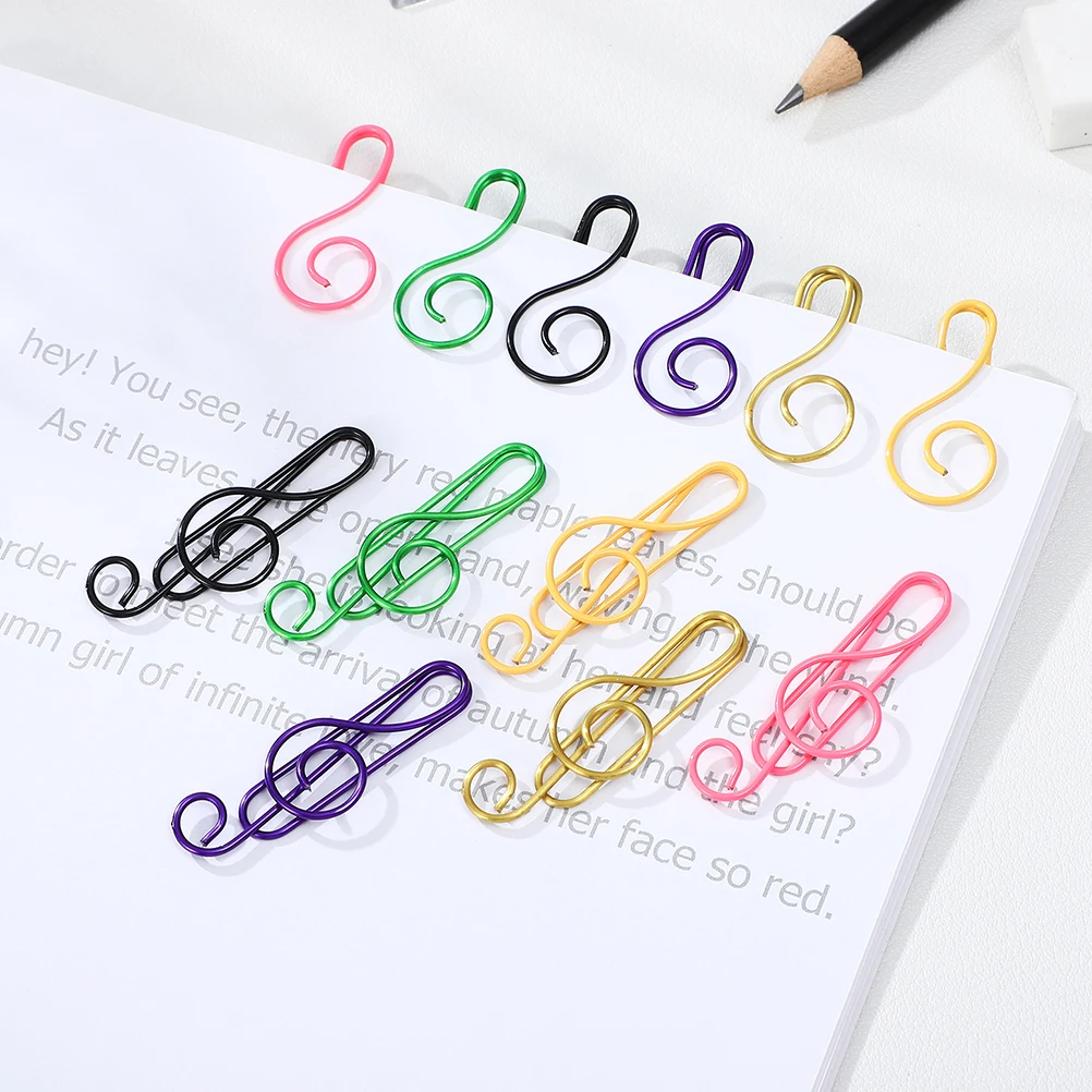 75pcs Colored Paper Clips Metal Bookmark Creative Music Note Shaped for Paperwork Documents Files Students Office Supplies