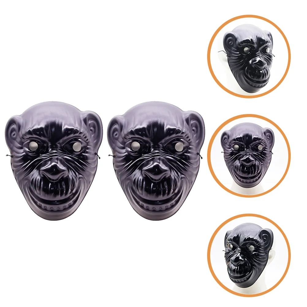 2 Pcs Mask Gorilla Chimpanzee Costume Aldult Demon 2100X1800X600CM Monkey Head Black Halloween Man