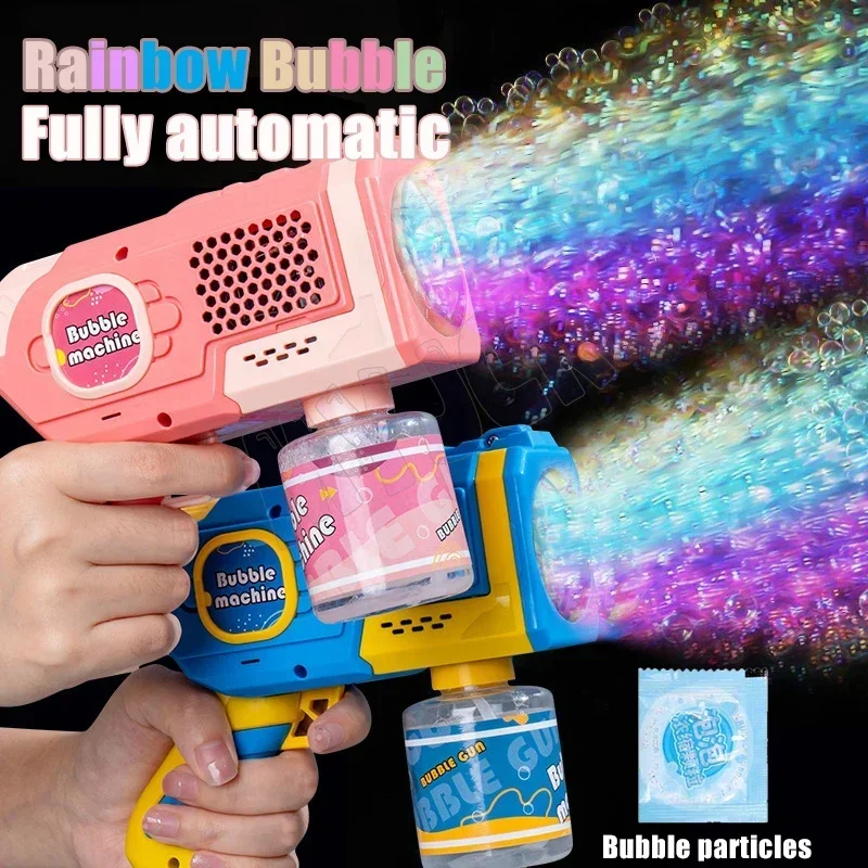 Máquina de burbujas eléctrica para niños, pistola de burbujas automática espacial, juegos al aire libre, playa, baño, juguete de burbujas de fantasía
