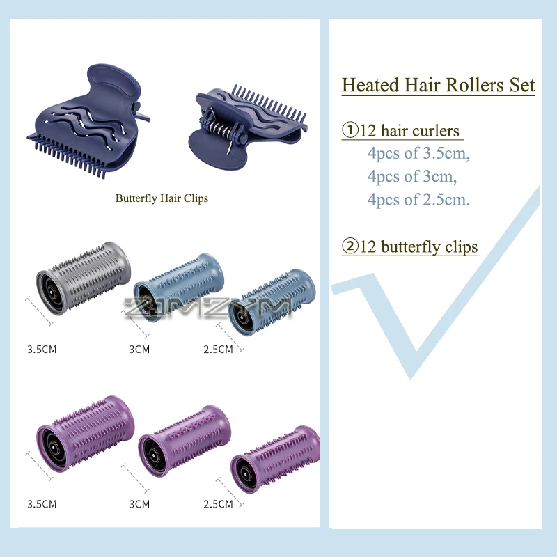 Mini Electric Hot Hair Rollers Set Thermal Curling Rollers with Matching Clips Portable Heating Hair Curlers for Volume Waves