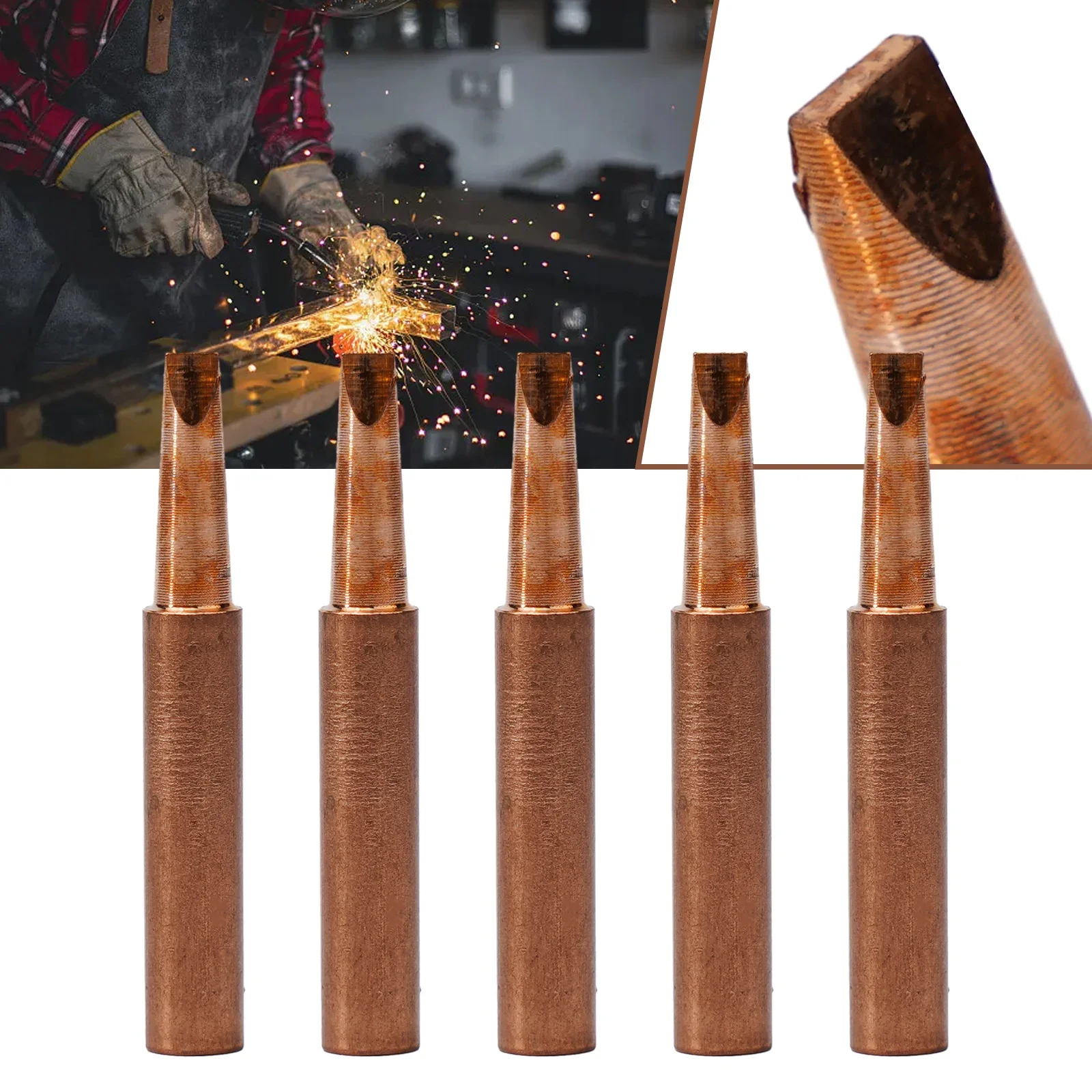 5pcs 900M-T Copper Soldering Iron Tips -free Welding Solder Tip 933.907.951 For Power Tools Welding Accessory In Stock Wholesale