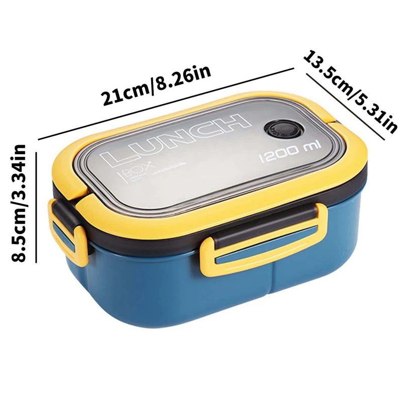 Bento Lunch Box da 1200ML a 2 strati con forchetta a cucchiaio, contenitori per alimenti per microonde ad alta capacità per bambini campeggio