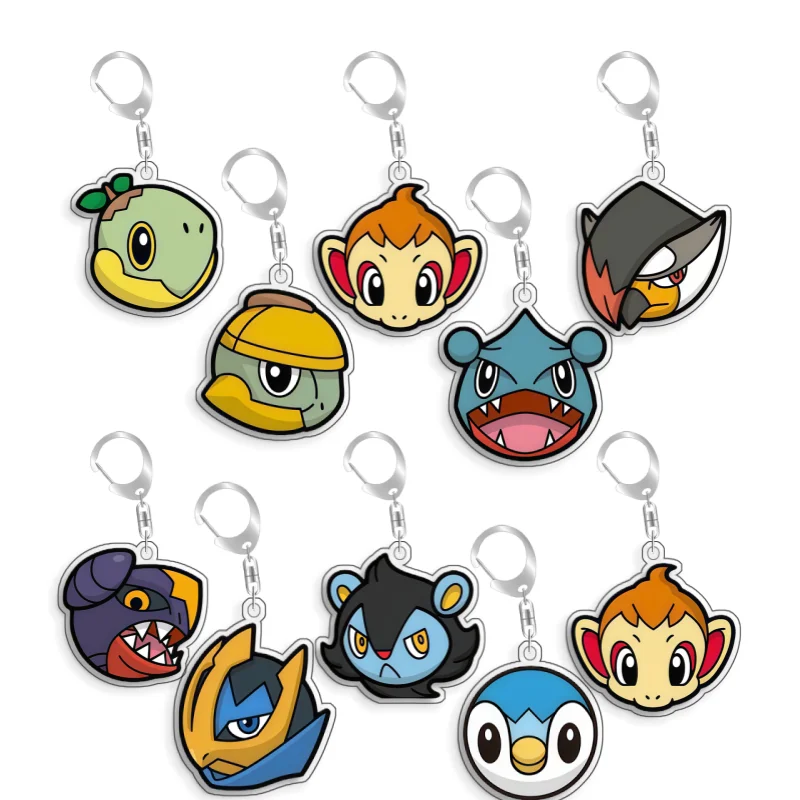Акриловый брелок-подвеска 5 см с персонажами Покемон: Эльф, Чикчу, Чимчар, Бишарп, Пиплуп, Гибл, Сниви. Милый мультяшный аниме-брелок ручной работы, игрушка-подарок.