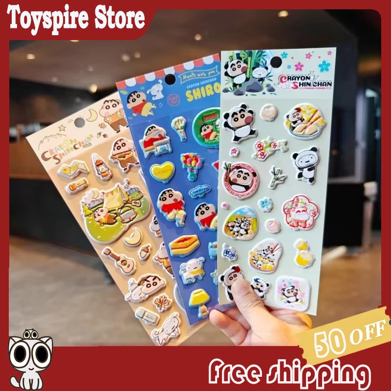 

6pcs Kawaii Crayon Shin 3d Bubble Cotton Stickers Cute Diy Diary Photo Album Mobile Phone Case Decoration Stickers Child Toys