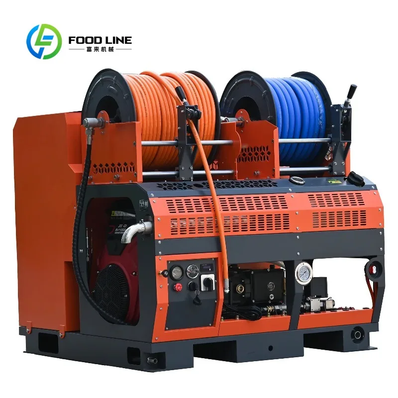 Customized pipe jet cleaner sewer dredging machine high pressure water jetter dual hose reels wireless remote control