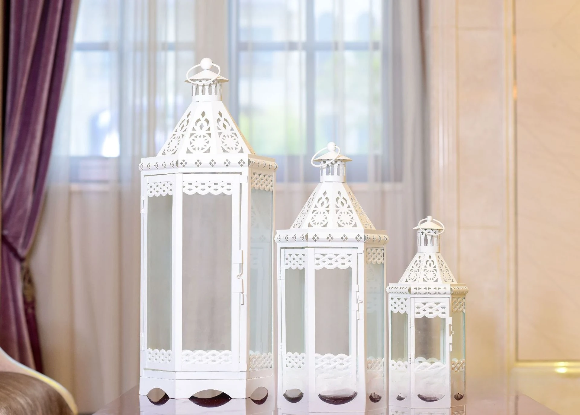 

Wedding candlestick white wind lamp camping windproof candlestick lantern ornament candlestick