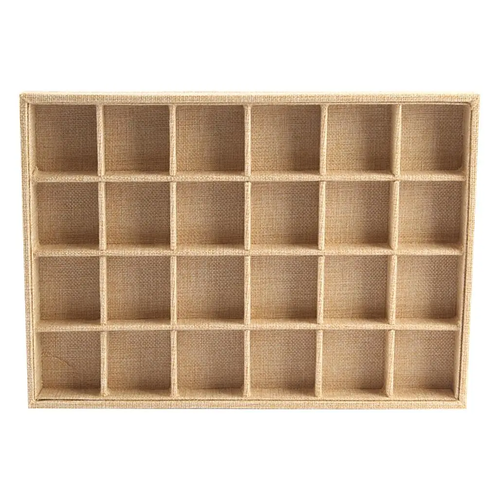 Linen Jewelry Organizer Tray Stackable Ring Bracelet Necklace Storage Box for Dresser Premium Composite Board with Scratch