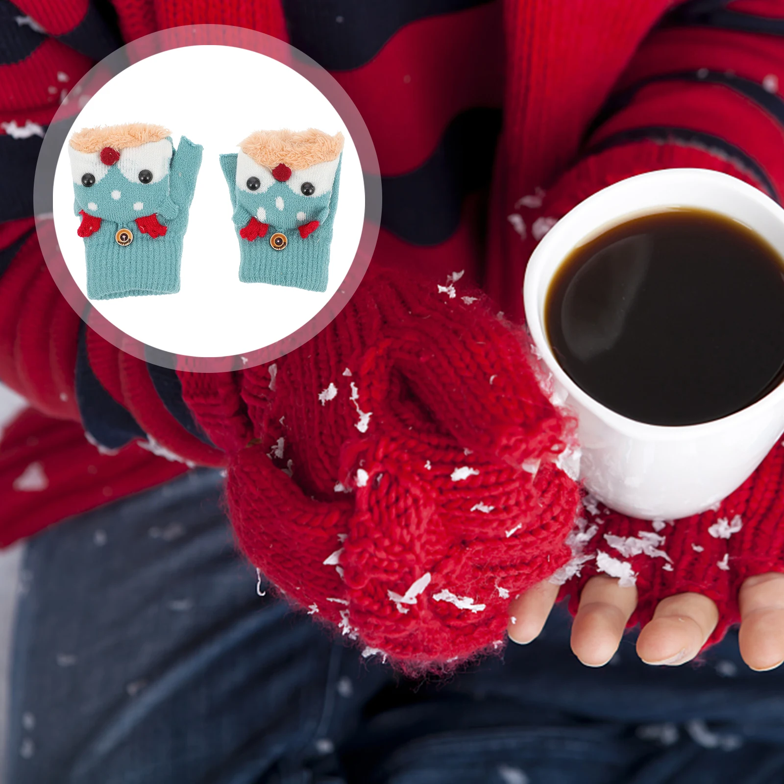 

Warm Flip- Colors Christmas Christmas Style Cozy Winter Outdoor Toddler Gloves Kids Winter Gloves