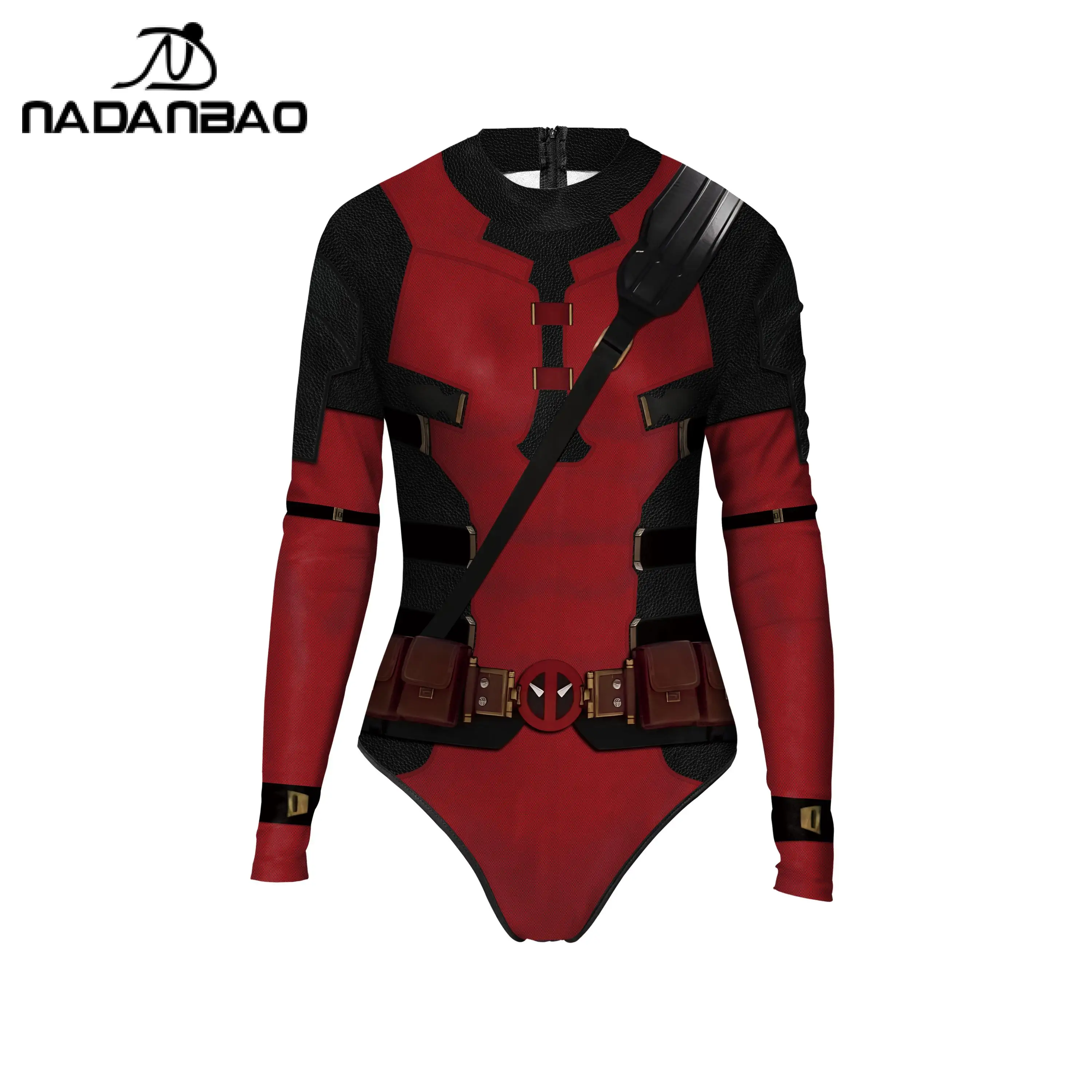 Nadanbao Superhero Cosplay Costume Fashion Swimwear Women Animation 3D Printing Long Sleeve Swimsuit Female Bodysuit Beachwear