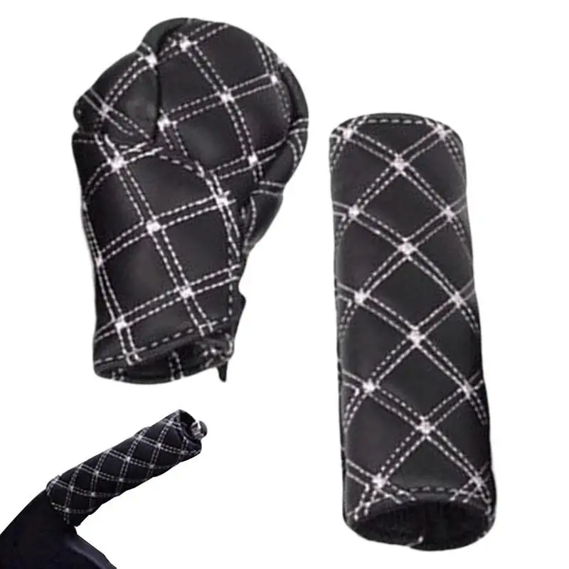 

2 Pcs Car Gear Cover Leather Hand Brake Shift Knob Cover Set Universal Dust-proof Gear Case Car Interior Decor For Cars Jeeps