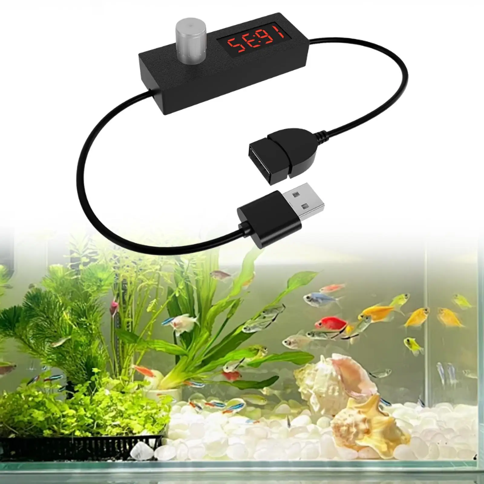 Auto Off Timer with USB Cord Compact Countdown Power-off Power Cord for USB Desk Lamps USB Ceiling Fan Fishtank USB LED Strips