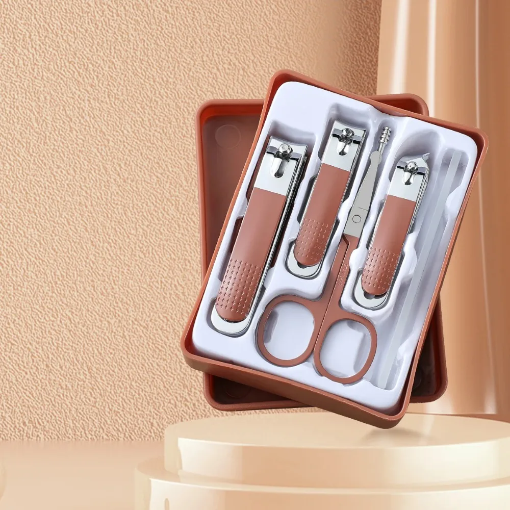 ​ Set da 6 pezzi per manicure e pedicure in acciaio inossidabile, kit per toelettatura, strumenti professionali per la cura delle unghie con custodia per donna, uomo, salone di casa ​
