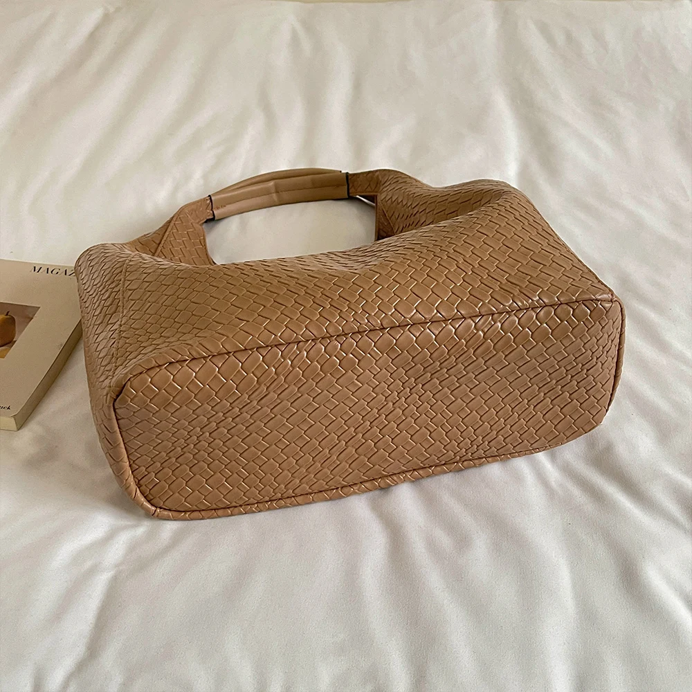 Hobo-Schultertasche, gewebte Textur, großes Fassungsvermögen, mit Magnetverschluss, elegant für den täglichen Arbeitsweg und zum Einkaufen in der Stadt – Detail 8
