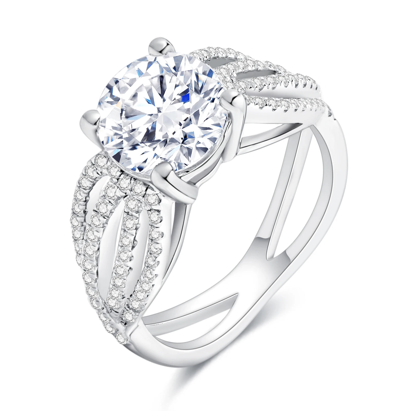 

Обручальное кольцо с кубическим цирконием круглой огранки 4,2 CTTW, стерлинговое серебро 925 пробы, белое золото 18 карат, обручальное кольцо-пасьянс, кольцо-обещание