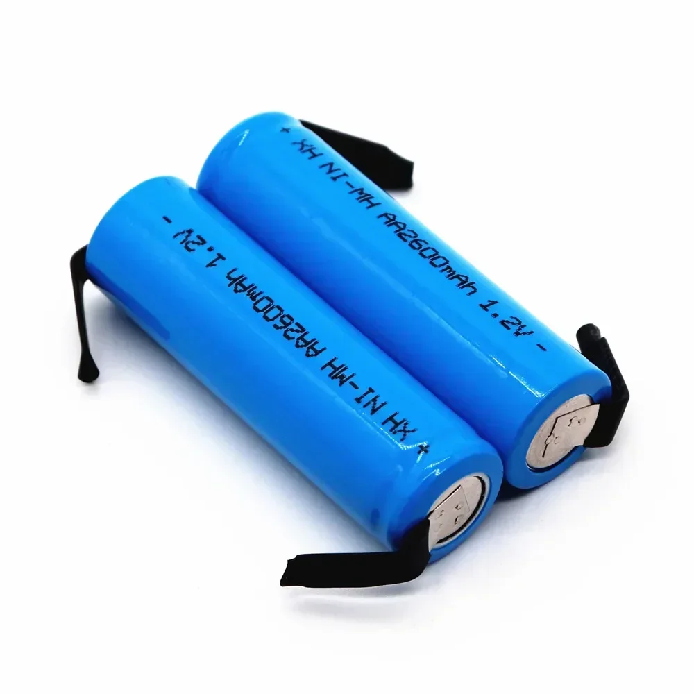 Original 1.2V AA 2600mAh NiMH Rechargeable Battery With DIY Welding Pin Electric Shaver Toothbrush Toy